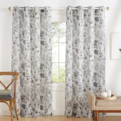 Gray Floral 2-Pc. Curtain Panel Set, 96 In.-Kirkland's Home Clearance