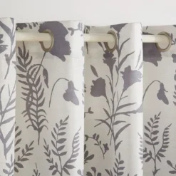 Gray Floral 2-Pc. Curtain Panel Set, 84 In.-Kirkland's Home Fashion