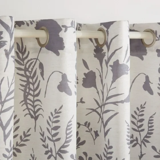 Gray Floral 2-Pc. Curtain Panel Set, 84 In.-Kirkland's Home Fashion