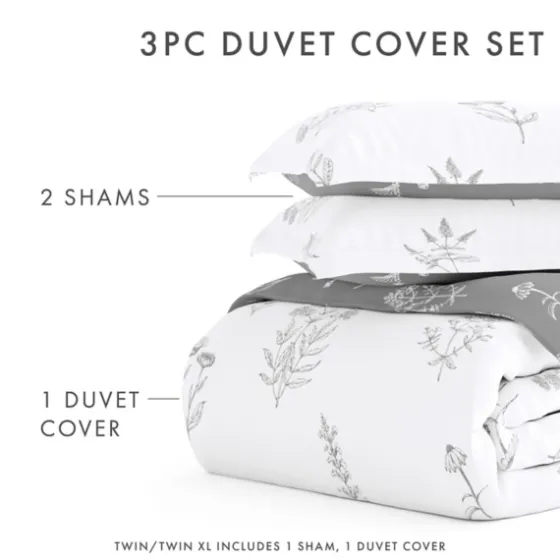 Gray Floral Reversible 2-Pc. Twin Duvet Cover Set-Kirkland's Home Sale