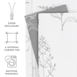 Gray Floral Reversible 2-Pc. Twin Duvet Cover Set-Kirkland's Home Sale