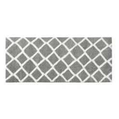 Gray Geometric Pattern Reversible Bath Mat, 60 In.-Kirkland's Home Outlet