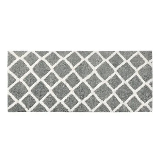 Gray Geometric Pattern Reversible Bath Mat, 60 In.-Kirkland's Home Outlet