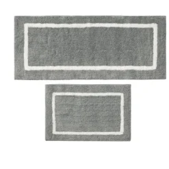 Gray Geometric Pattern Reversible Bath Mat, 60 In.-Kirkland's Home Outlet