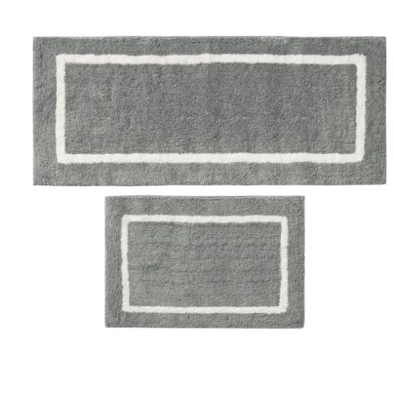 Gray Geometric Pattern Reversible Bath Mat, 60 In.-Kirkland's Home Outlet