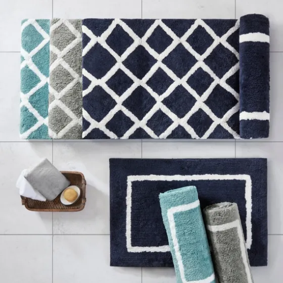 Gray Geometric Pattern Reversible Bath Mat, 60 In.-Kirkland's Home Outlet