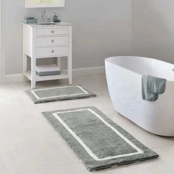 Gray Geometric Pattern Reversible Bath Mat, 34 In.-Kirkland's Home Hot