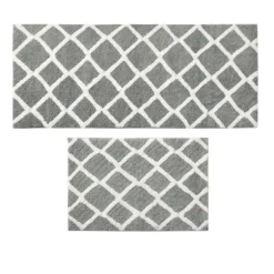 Gray Geometric Pattern Reversible Bath Mat, 34 In.-Kirkland's Home Hot