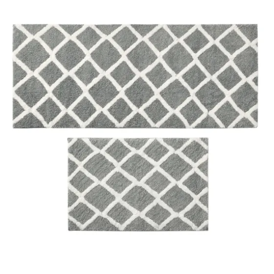 Gray Geometric Pattern Reversible Bath Mat, 34 In.-Kirkland's Home Hot