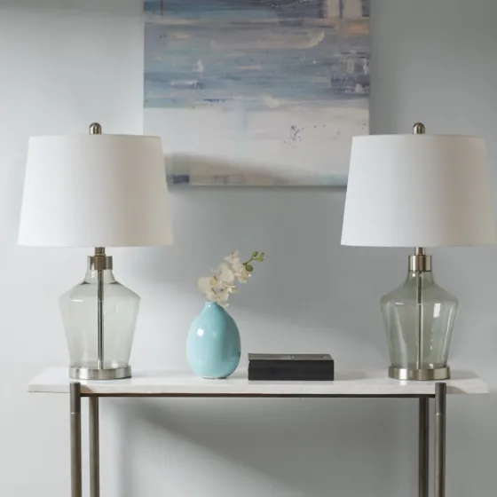 Gray Glass Bold Table Lamps, Set Of 2-Kirkland's Home Cheap