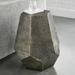 Gray Hand-Stamped Iron Hexagon Accent Table-Kirkland's Home New
