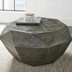 Gray Hand-Stamped Iron Octagonal Coffee Table-Kirkland's Home Discount