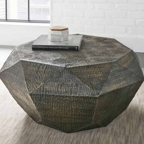 Gray Hand-Stamped Iron Octagonal Coffee Table-Kirkland's Home Discount