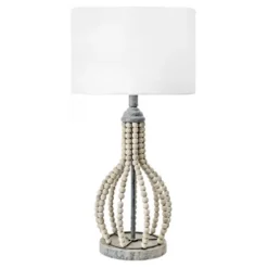 Gray Iron And Rattan Beaded Table Lamp-Kirkland's Home Outlet