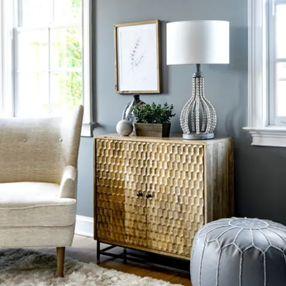 Gray Iron And Rattan Beaded Table Lamp-Kirkland's Home Outlet