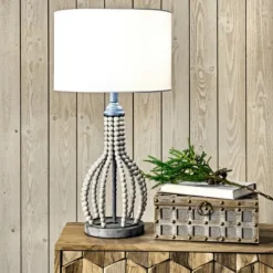 Gray Iron And Rattan Beaded Table Lamp-Kirkland's Home Outlet
