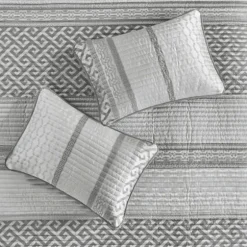 Gray Jacquard Motif 4-Pc. Queen Coverlet Set-Kirkland's Home Shop