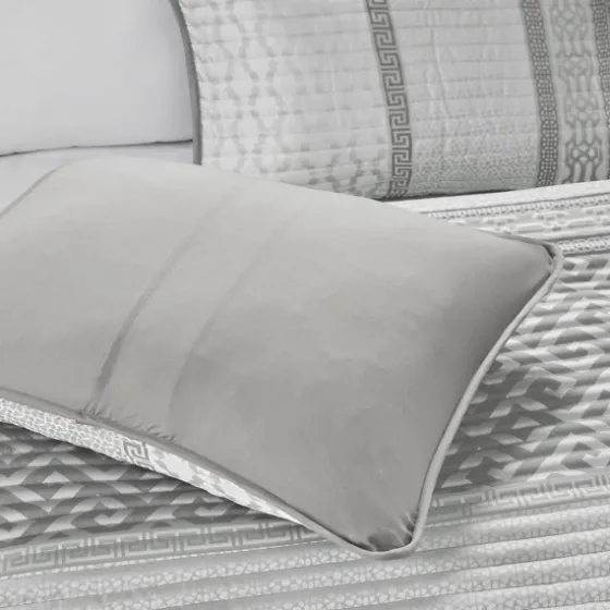 Gray Jacquard Motif 4-Pc. Queen Coverlet Set-Kirkland's Home Shop