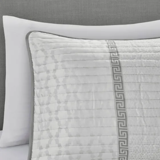 Gray Jacquard Motif 4-Pc. Queen Coverlet Set-Kirkland's Home Shop