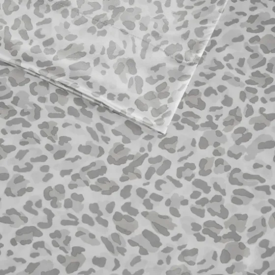 Gray Leopard Print Satin 3-Pc. Twin Sheet Set-Kirkland's Home Best