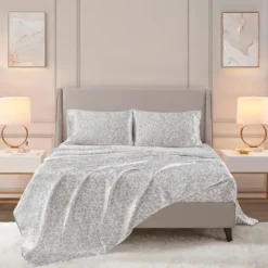 Gray Leopard Print Satin 4-Pc. Full Sheet Set-Kirkland's Home Cheap
