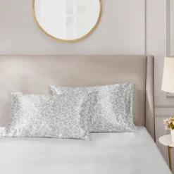 Gray Leopard Satin Standard 2-Pc. Pillow Case Set-Kirkland's Home Outlet