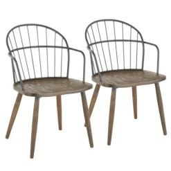 Gray Metal Spindle Back Dining Chairs, Set Of 2-Kirkland's Home Fashion