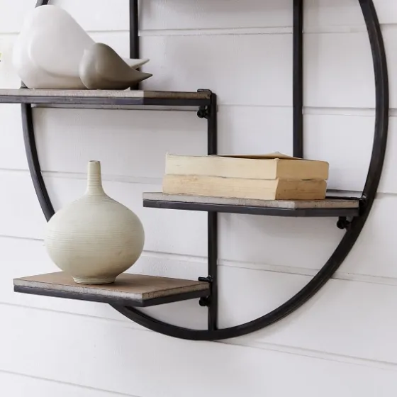 Gray Metal 4-Tier Circular Wall Shelf-Kirkland's Home Sale