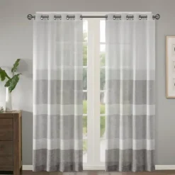 Gray Modern Stripes Curtain Panel, 95 In.-Kirkland's Home New