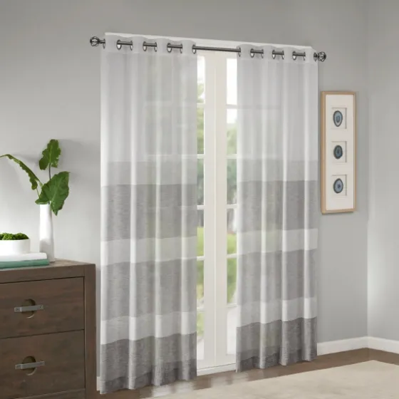 Gray Modern Stripes Curtain Panel, 84 In.-Kirkland's Home Flash Sale