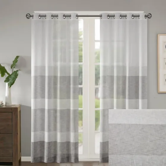 Gray Modern Stripes Curtain Panel, 84 In.-Kirkland's Home Flash Sale