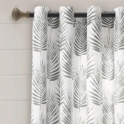 Gray Palm Leaves Curtain Panel Set, 84 In.-Kirkland's Home Clearance