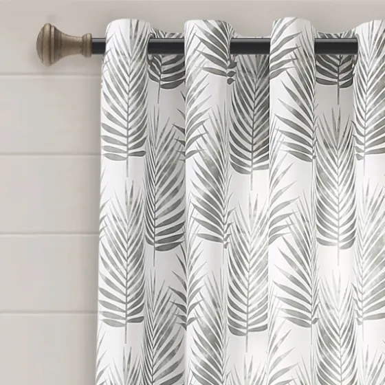 Gray Palm Leaves Curtain Panel Set, 84 In.-Kirkland's Home Clearance