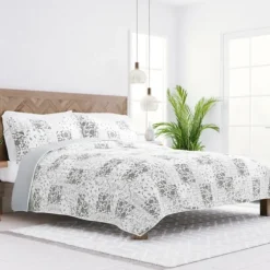Gray Patchwork Reversible 3-Pc. King Quilt Set-Kirkland's Home Flash Sale