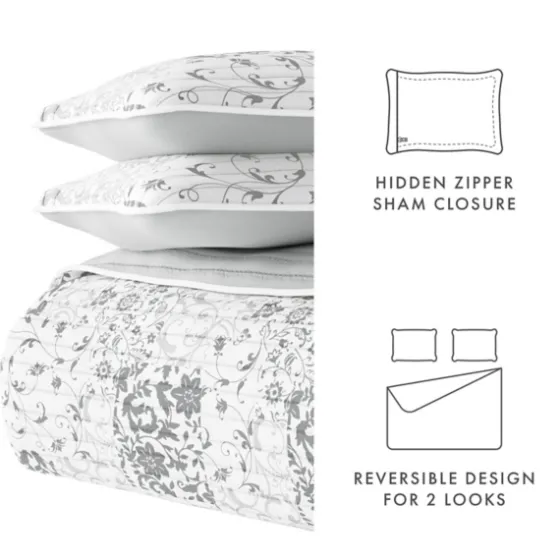 Gray Patchwork Reversible 3-Pc. King Quilt Set-Kirkland's Home Flash Sale