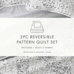 Gray Patchwork Reversible 3-Pc. King Quilt Set-Kirkland's Home Flash Sale