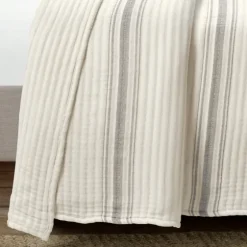 Gray Pick Stitch Stripe King Quilt-Kirkland's Home Discount