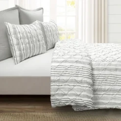 Gray Pintuck Stripe Full/Queen 5-Pc. Comforter Set-Kirkland's Home Best