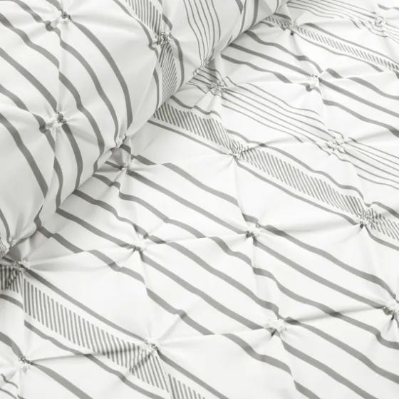 Gray Pintuck Stripe Full/Queen 5-Pc. Comforter Set-Kirkland's Home Best