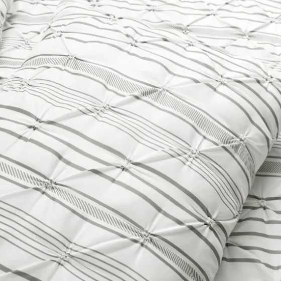 Gray Pintuck Stripe Full/Queen 5-Pc. Comforter Set-Kirkland's Home Best