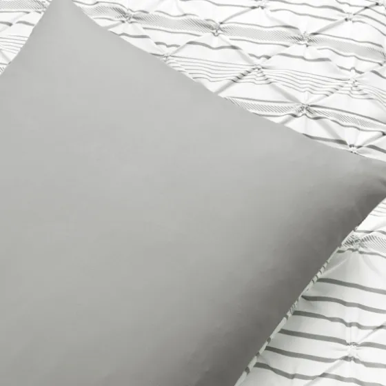 Gray Pintuck Stripe Full/Queen 5-Pc. Comforter Set-Kirkland's Home Best