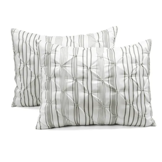 Gray Pintuck Stripe Full/Queen 5-Pc. Comforter Set-Kirkland's Home Best