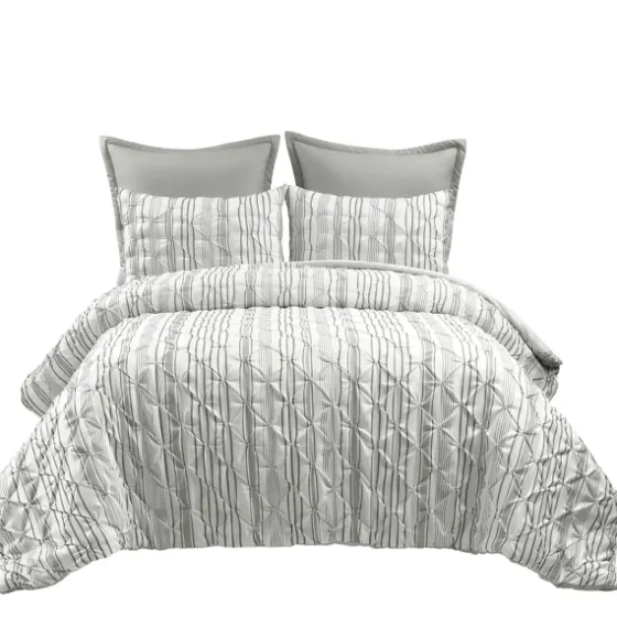 Gray Pintuck Stripe Full/Queen 5-Pc. Comforter Set-Kirkland's Home Best