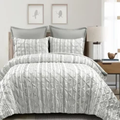 Gray Pintuck Stripe King 5-Pc. Comforter Set-Kirkland's Home Outlet