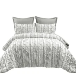 Gray Pintuck Stripe King 5-Pc. Comforter Set-Kirkland's Home Outlet