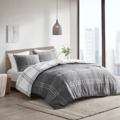 Gray Plaid Dayton 3-Pc. Full/Queen Comforter Set-Kirkland's Home Best Sale