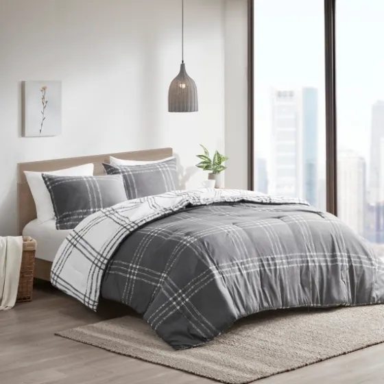 Gray Plaid Dayton 3-Pc. Full/Queen Comforter Set-Kirkland's Home Best Sale