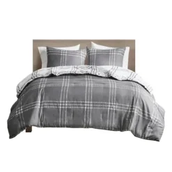 Gray Plaid Dayton 3-Pc. King Comforter Set-Kirkland's Home Best Sale