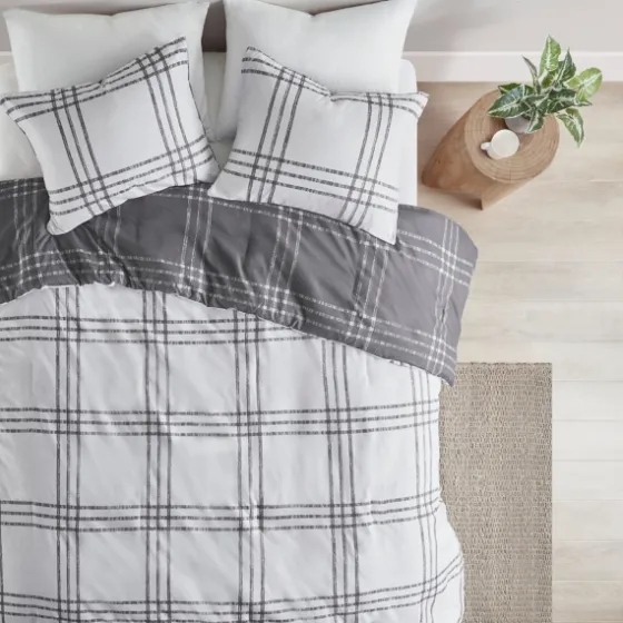 Gray Plaid Dayton 3-Pc. King Comforter Set-Kirkland's Home Best Sale