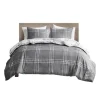 Gray Plaid Reversible 3-Pc. King Duvet Cover Set-Kirkland's Home Cheap